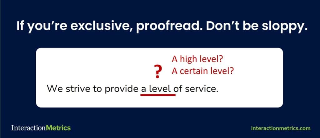 graphic showing a typo in a customer service interaction