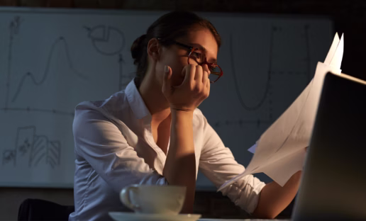 woman taking a survey and having survey fatigue