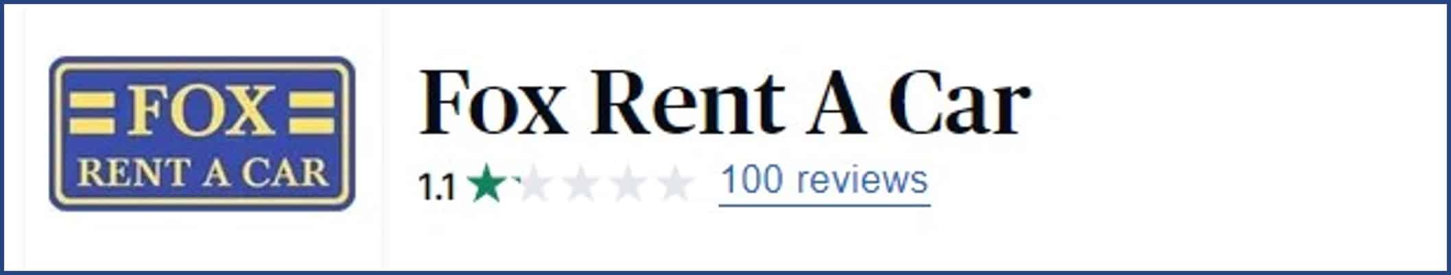 fox rent a car rating of 1.1 stars
