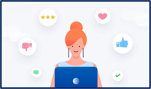woman on a computer showing how to get more customer feedback