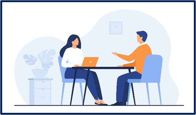 two people doing a customer interview to show how to get customer feedback