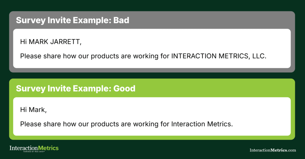 survey invitation showing one part of what goes into customer survey program costs