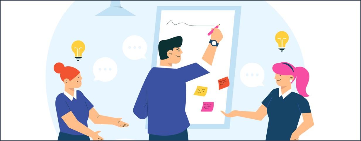 people at a whiteboard discussing customer experience strategy