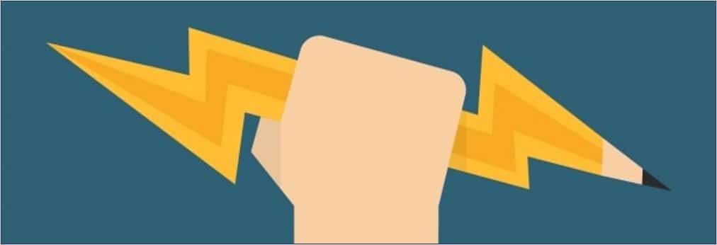 hand holding a pencil shaped as a lightning bolt do demonstrate starting your customer experience strategy