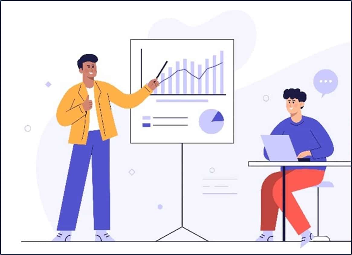 man teaching another man how to write good survey questions