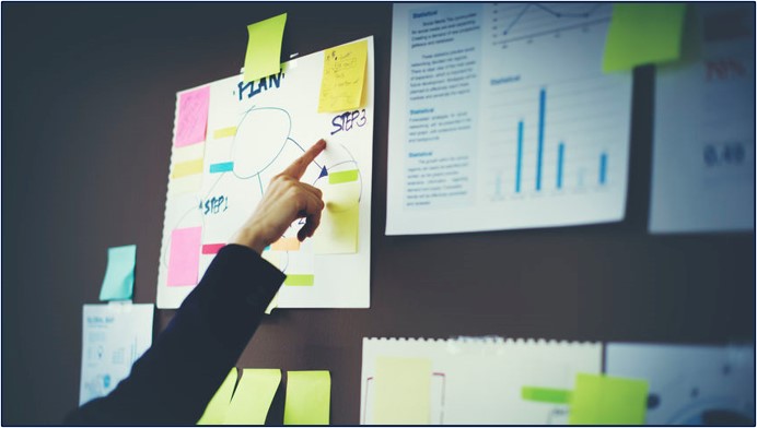 person pointing at a whiteboard showing the 3 phases of customer experience research firms