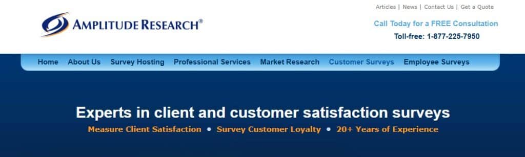 Screenshot from AmplitudeResearch.com that features website content showing how they help improve customer satisfaction.