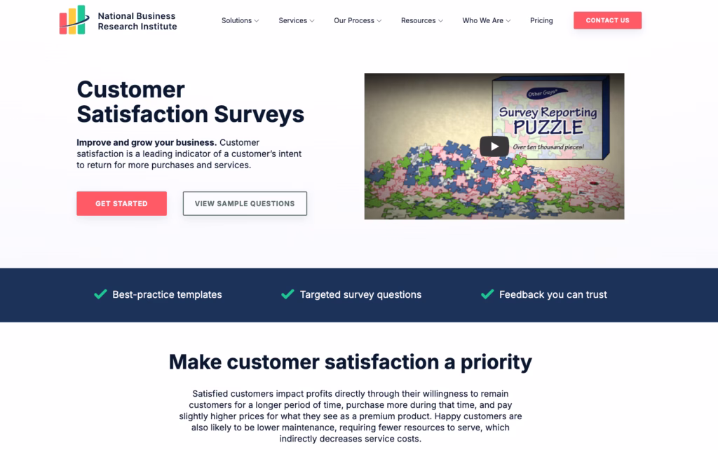 A screenshot from nbrii.com showing their commitment to "make customer satisfaction a priority"