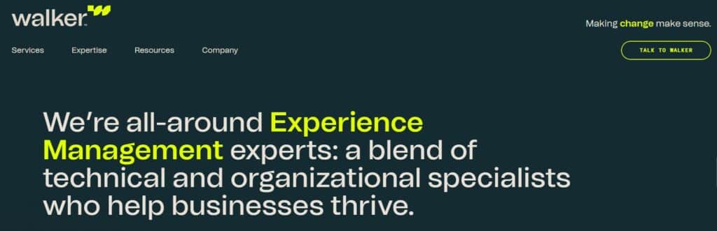 A screenshot from Walker, a CX consulting firm that offers CX strategy and guidance.