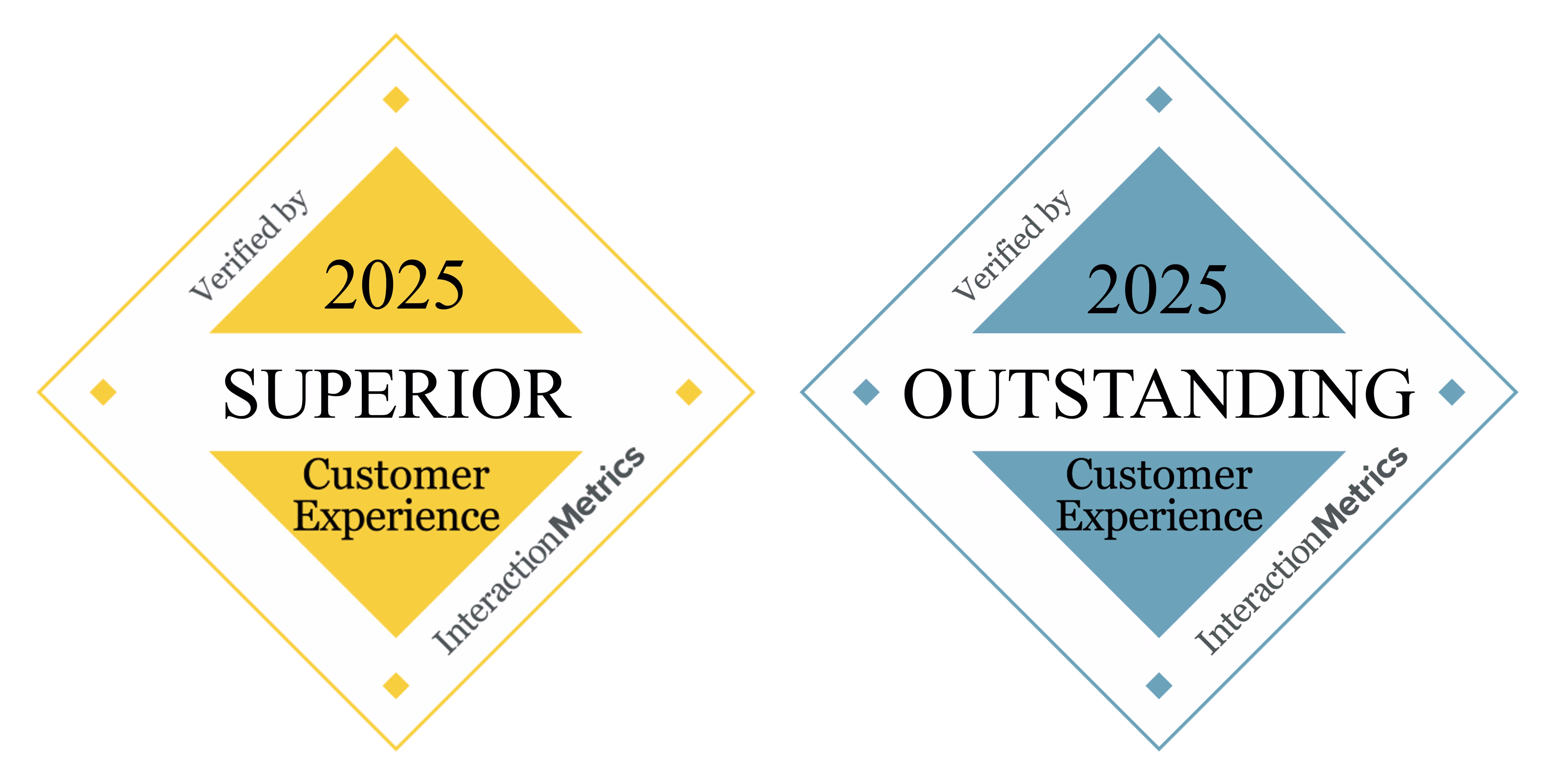 Interaction Metrics' 2025 Superior and Outstanding Award Badges