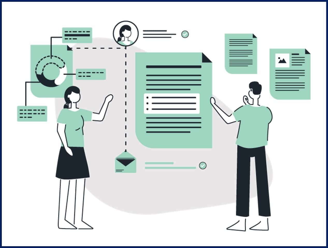 illustration showing the process of a workplace diversity survey at Interaction Metrics