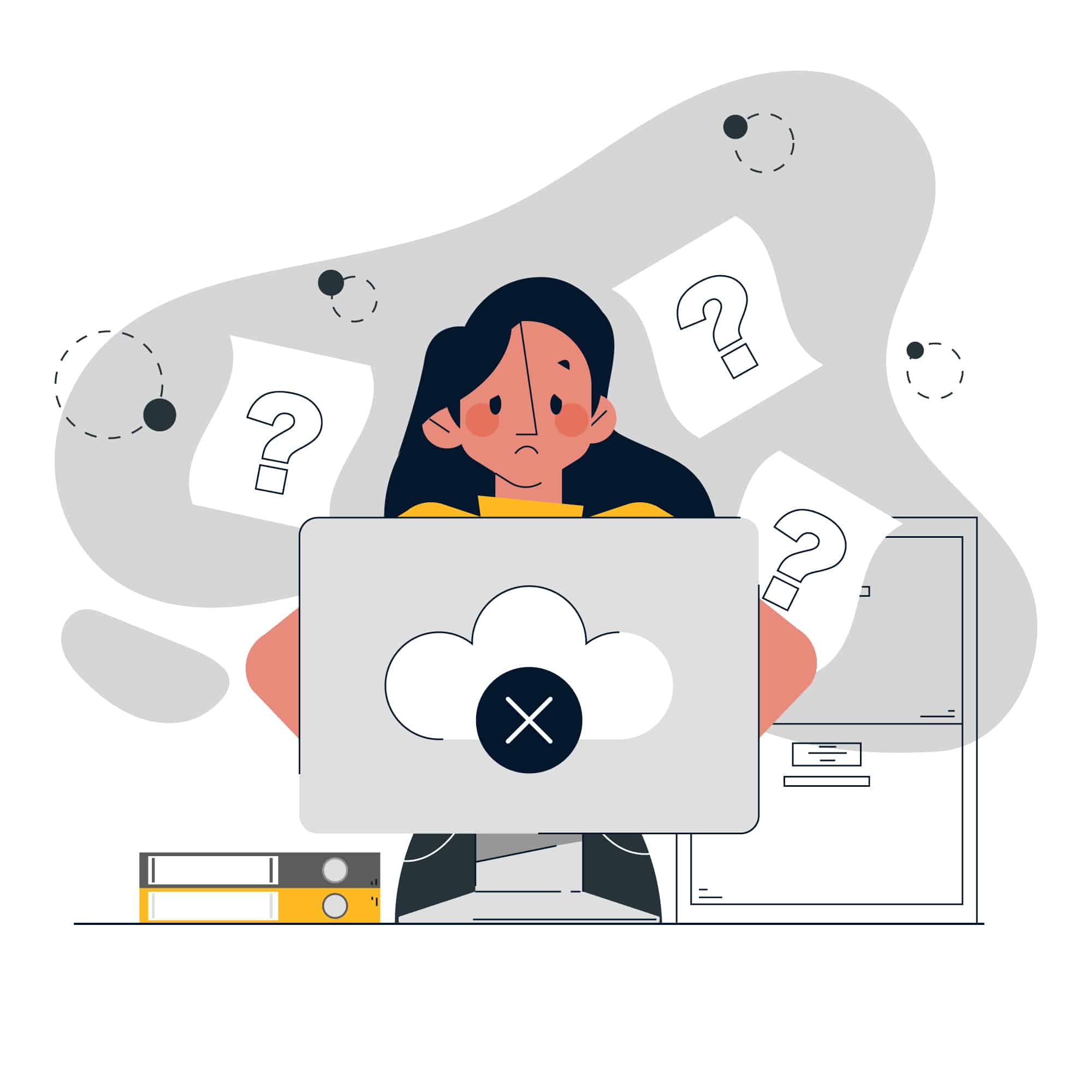 woman at a computer questioning how to improve customer satisfaction surveys