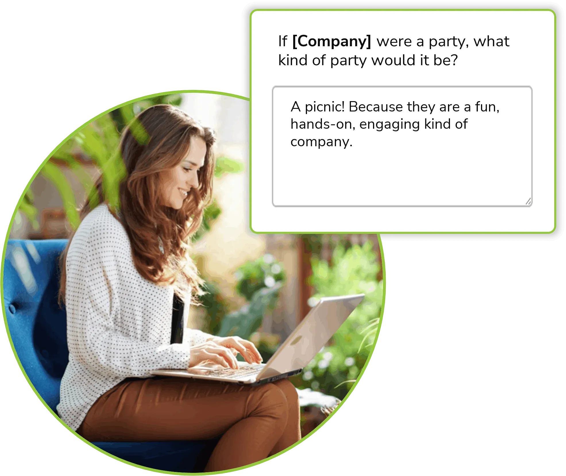 woman using a laptop to take an Interaction Metrics Brand Perception Survey