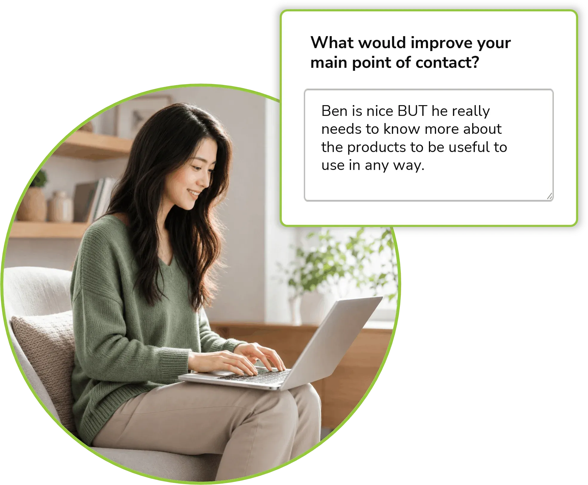man using a laptop to take an Interaction Metrics Client Metrics Survey