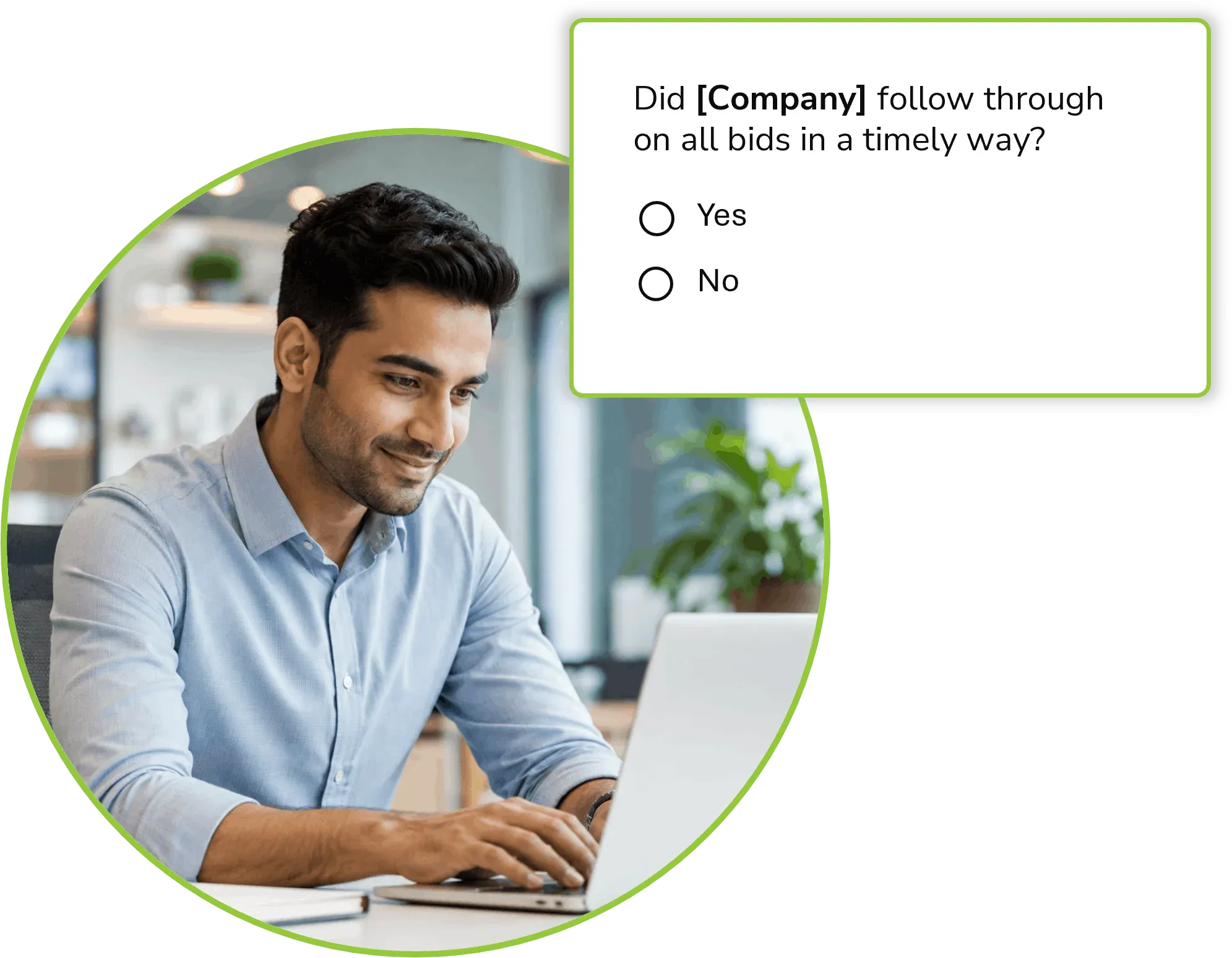 man using a laptop to take an Interaction Metrics Customer Satisfaction Survey