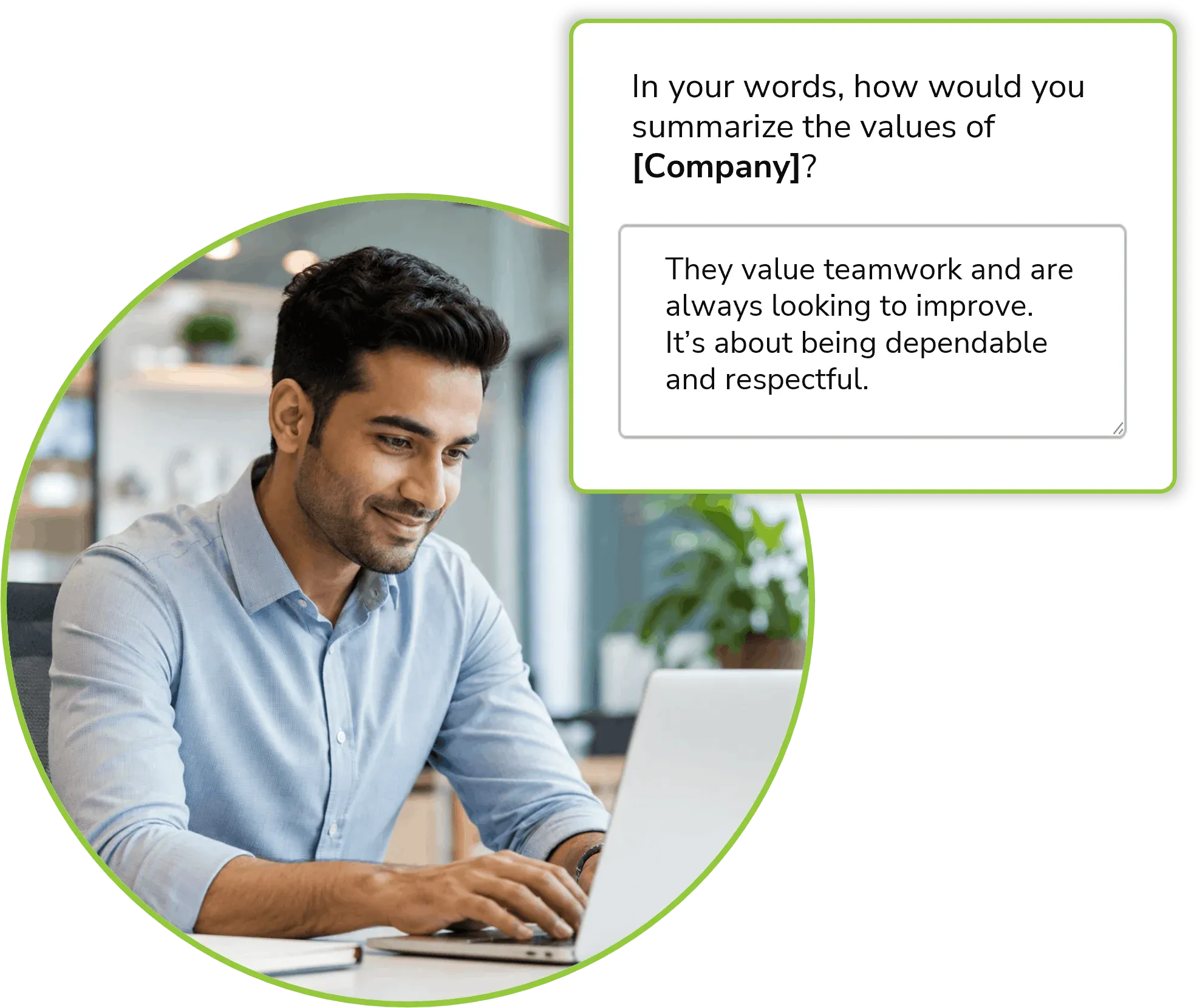 man using a laptop to take an Interaction Metrics Workplace Culture Survey